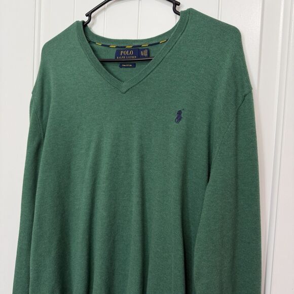 Polo by Ralph Lauren Other - Polo Ralph Lauren V Neck Sweater Pima Cotton Men’s XL Long Sleeve Pullover Green